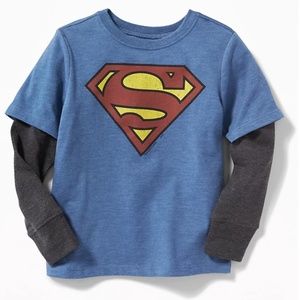 12-18M superman layered look long sleeve tee